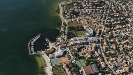 Aerial-view-of-a-recreational-boating-port-in-mèze-along-the-Etang-de-Thau